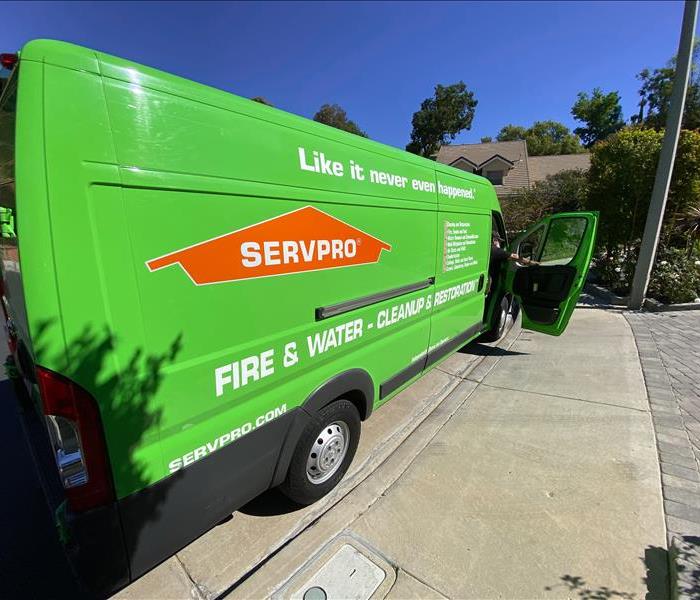 SERVPRO branded work van arriving on scene to loss